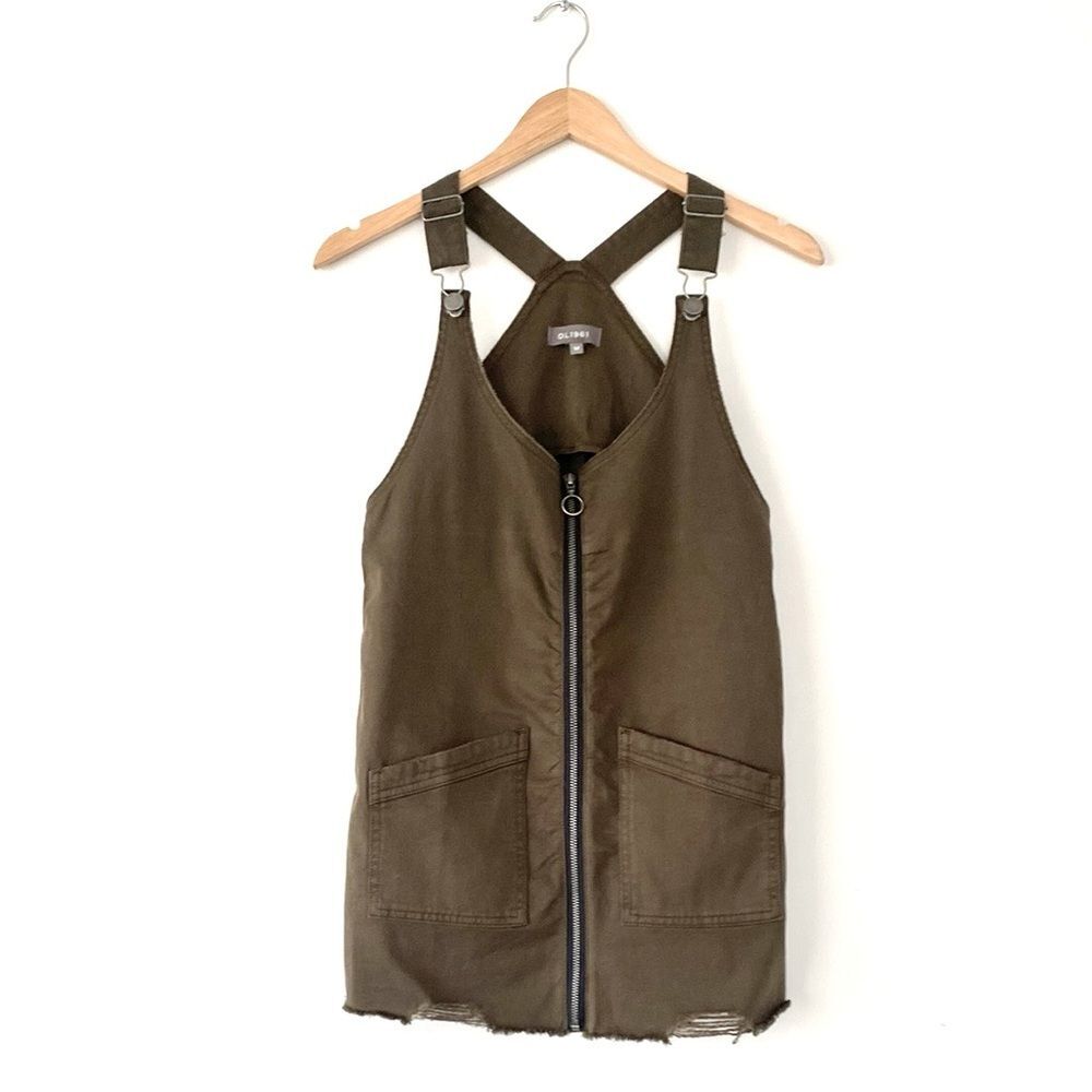 DL1961 Girl’s Olive Mini Overall Dress sz M Boho casual Coastal Beachy Vacation